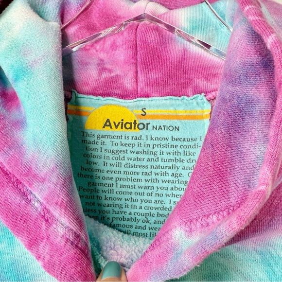 Aviator Nation Tie Dye Cropped Women’s Sweatshirt Hoodie Sz S - Picture 4 of 14